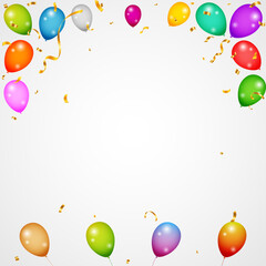Wall Mural - Balloons header background. Party card with colourful balloons. Birthday background with realistic balloons. Balloons header background