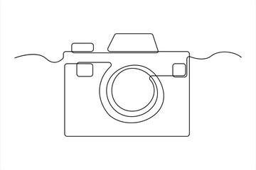 Wall Mural - continuous single line drawing Line art of retro photo camera icon Vector illustration
