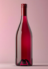 A wine bottle with a pink background.