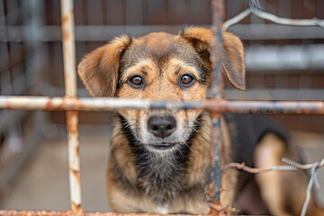 Wall Mural - dog in cage