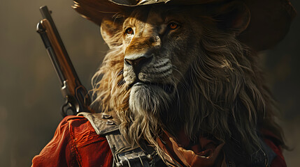 Poster - Illustrations Of Lion Western Cowboy