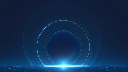 Wall Mural - Digital technology blue and black curve circle lens aperture poster background