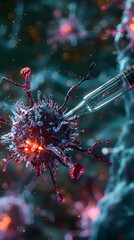 Poster - Detailed Microscopic View of Coronavirus or Cancer Cell Structure for Medical Research and Treatment