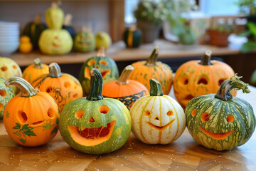 Ghost-faced pumpkin, Halloween festival.