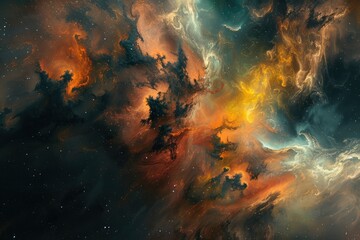 Wall Mural - Nebula and galaxies in space. Abstract cosmos background