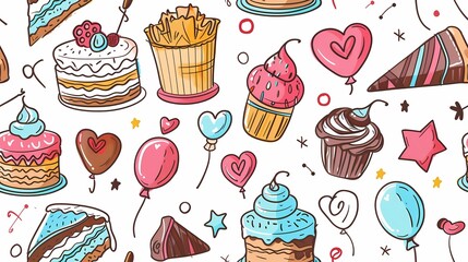 A delightful array of hand drawn sweets and treats patterns