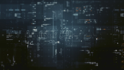 Leinwandbilder - Futuristic metaverse, hi-tech digital data telemetry with encrypted numbers, display dynamic background for computer desktop screen display format
