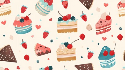 Wall Mural - Colorful assortment of delicious sweets and desserts