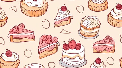 Wall Mural - Delectable desserts a sweet symphony in pastel