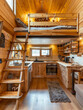 © VISUAL BACKGROUND - A tiny house with a loft and stairs.