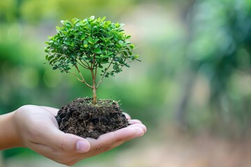 A hand holding a small tree. The tree is a symbol of growth, hope, and new beginnings.