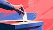 © antusher - a democratic process in action, focusing on a close-up of a hand casting a ballot into a simple cardboard voting box.