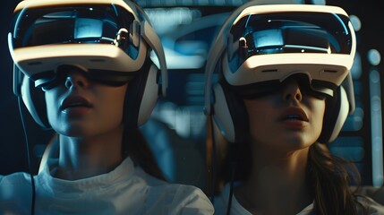 Sticker - two people using Vr glasses