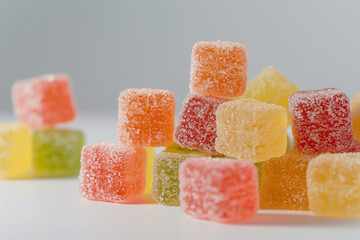 macro photo closeup of cube gummies