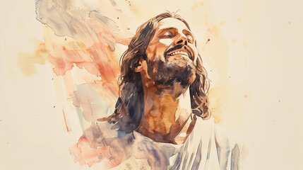Wall Mural - Jesus Christ Portrait Watercolor