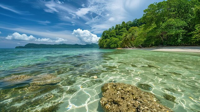Vibrant Nature and Clear Waters in a Tropical Beach Paradise