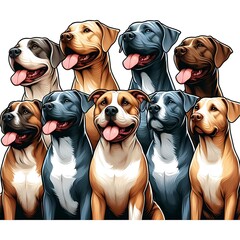 Wall Mural - Many dogs with their tongues out art art photo harmony illustrator.