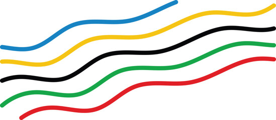 Wall Mural - Abstract colorful wave background with Olympics lines colors isolated with white background. eps 10