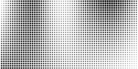 Pop art background vector. Design squares halftone effect gradient black on white background. Design print for illustration, textile, baner, cloth, cover, card, background, wallpaper vector