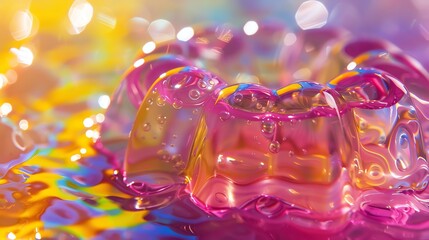 Poster - 3D rendering of a close-up of a colorful, translucent jelly-like substance with a smooth, glossy surface.