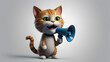A funny cat holding a megaphone for announcement