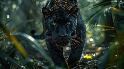 Wall Mural - Black panther in the rainforest