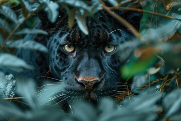 Wall Mural - Black panther in the rainforest