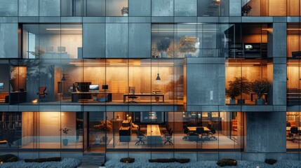 Wall Mural - An office building featuring a modular facade that can be reconfigured.