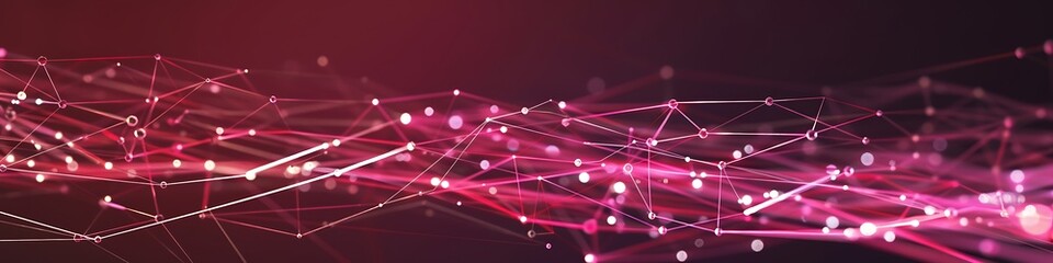 A dynamic abstract design of interconnected nodes in shades of pink and red