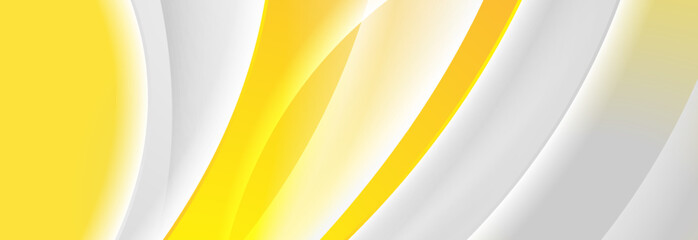 Vivid yellow and grey smooth elegant waves abstract banner design. Vector background