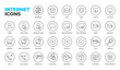 © Mark - Line art Internet and Social Media icon set. Online community, mail, send, basket, log in, home page, website, blog, content, business marketing and UI icons design