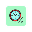 Clock and percentage sign line icon. Time, interest rate, term. Loan concept. Can be used for topics like banking, debtor delay, deadline.