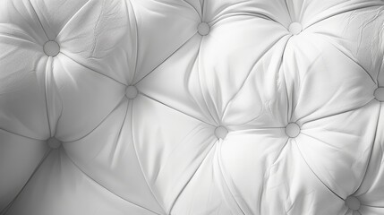 Wall Mural -  A tight shot of a white leather couch's back, showcasing its circular pattern on the upholstery