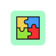 Puzzle with four parts line icon. Jigsaw, square, match. Integrity concept. Can be used for topics like challenge, management, problem solving.