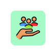Service offer line icon. Team, people, hand. Support concept. Can be used for topics like community assistance, human resource, social support.