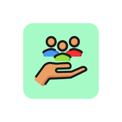 Canvas Print - Service offer line icon. Team, people, hand. Support concept. Can be used for topics like community assistance, human resource, social support.