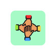 Stack of four hands line icon. Team, unity, friendship. Teamwork concept. Can be used for topics like business, cooperation, partnership