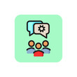 Technical conference line icon. Group, speech bubble, gear. Meeting concept. Can be used for topics like programming, engineering, brainstorming.