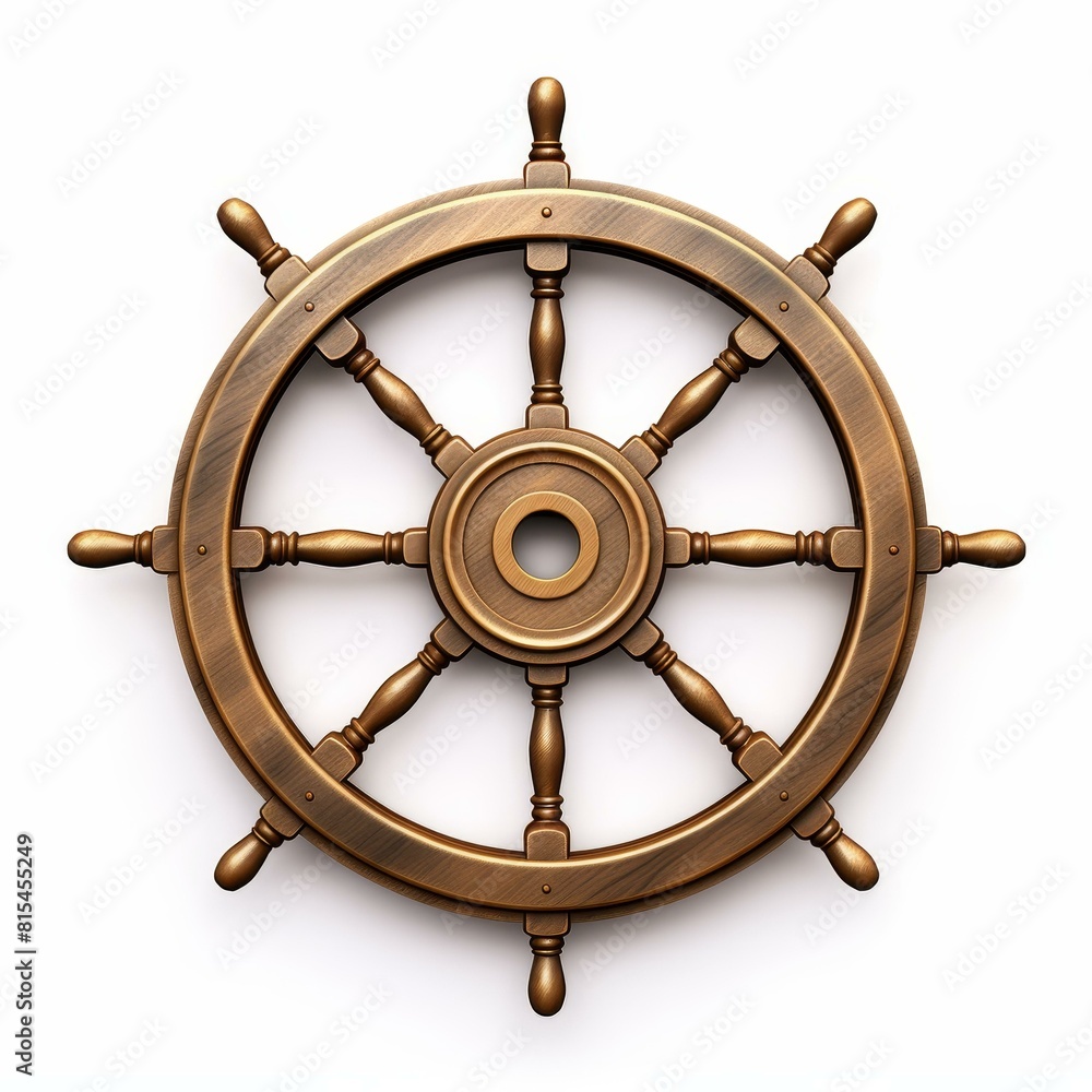 Classic ships wheel isolated against a pure white background, Ai ...