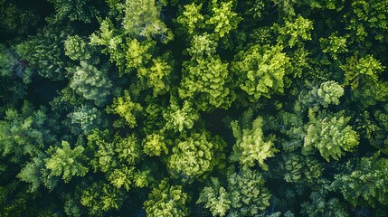 Wall Mural - aerial top view forest tree rainforest ecosystem and healthy environment concept and background text