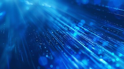 A computer chip is shown in blue with many small squares. Concept of technology and complexity