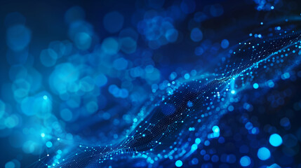 A computer chip is shown in blue with many small squares. Concept of technology and complexity