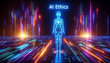 Sticker - 3D Abstract Background of AI Ethics