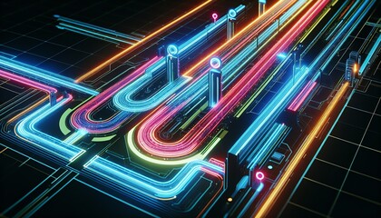 3D Abstract Background of Guardrails