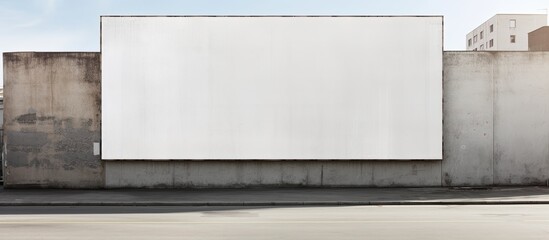 Fototapete - Street wall with a spacious blank billboard and banners providing ample copy space image possibilities