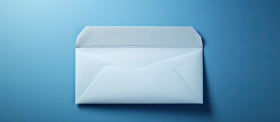 Poster - A blank card being inserted into an opened blue envelope by a hand with space for writing. Creative banner. Copyspace image