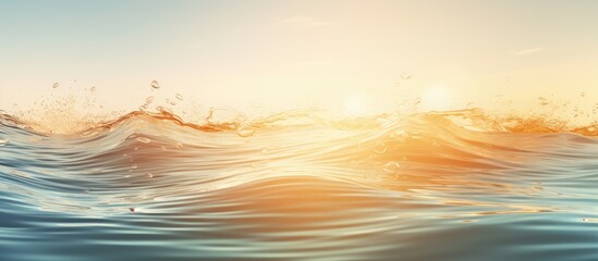 Aufkleber - Summer themed image with a transparent surface of beige water displaying ripples and splashes The sunlight shines on the water waves creating a serene and refreshing scene with room for product displ