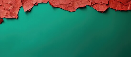 Leinwandbilder - A copy space image of torn red paper fixed with tape on a green backdrop
