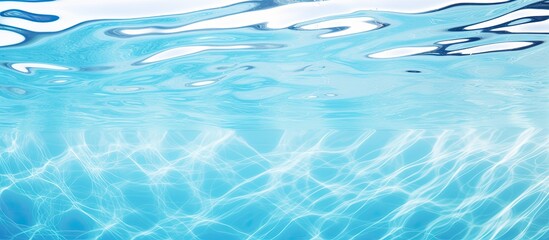 Poster - A high resolution background image of a swimming pool filled with water featuring a textured abstract or rippling wave pattern. Creative banner. Copyspace image