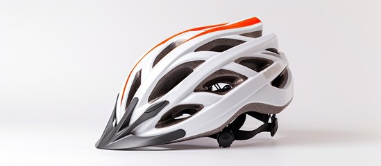 A white background with a copy space image featuring a bicycle helmet